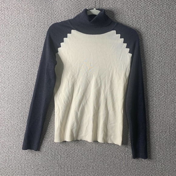Escada Womens Sweater Size 36 Cream Gray Virgin Wool Turtleneck‎ Long Sleeves - Picture 1 of 14
